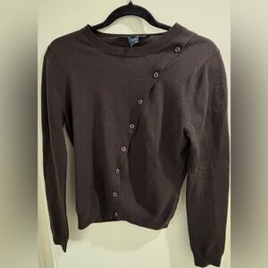 French Connection - Dark Brown Asymmetrical Button-Up Sweater